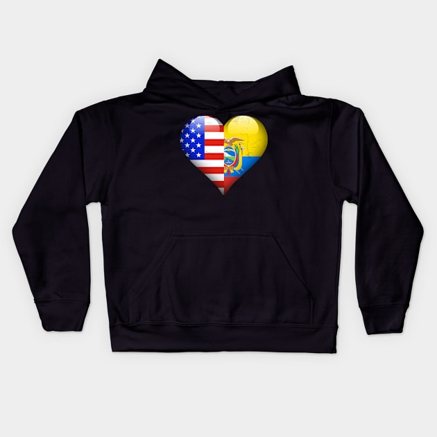 Half American Half Ecuadorian - Gift for Ecuadorian From Ecuador Kids Hoodie by Country Flags
